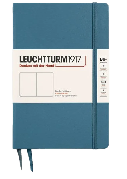 Blauw Leuchtturm1917-notitieboek met harde kaft.